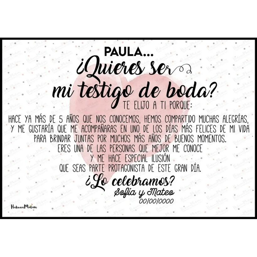 Lámina personalizada - ¿Quieres ser mi testigo de boda?